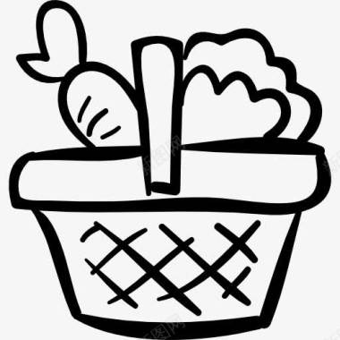 手工绘制蔬菜手拉篮图标图标
