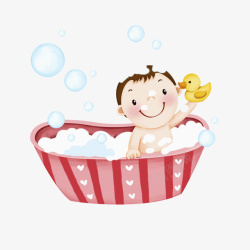 儿童洗澡桶卡通洗澡男孩图高清图片