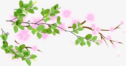 春天手绘粉色桃花素材