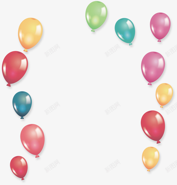 装饰气球矢量图ai免抠素材_88icon https://88icon.com 充气 光影 创意 彩色 排列 气球 相框 童话 装饰 矢量图