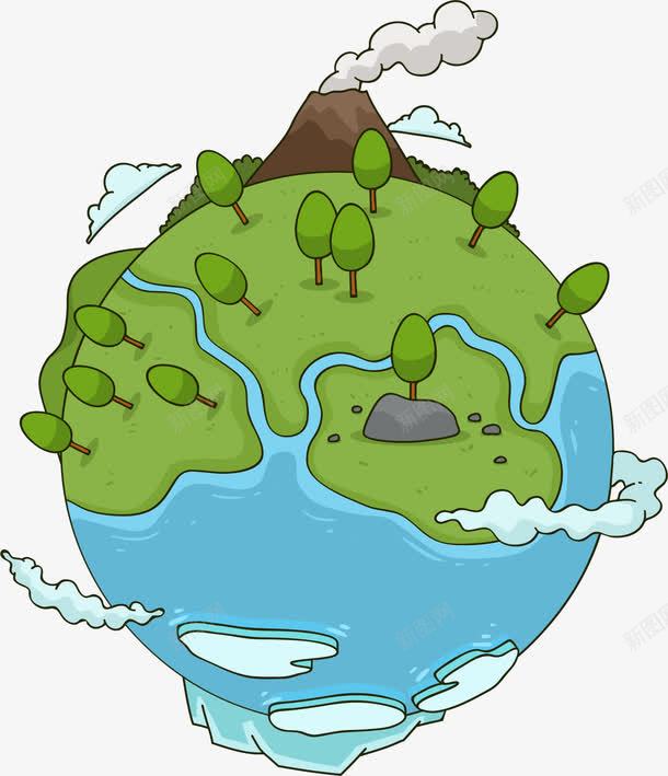 立体绿色地球河流png免抠素材_88icon https://88icon.com 世界环境日 地球 植物 河流 环保 生态循环 绿化 自然