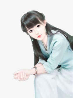 白衣现代女子古风立绘素材