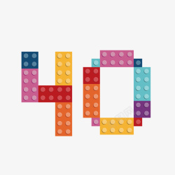 积木玩具素材乐高拼接数字40高清图片