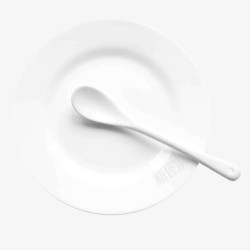 白色瓷碟瓷勺静物摄影素材