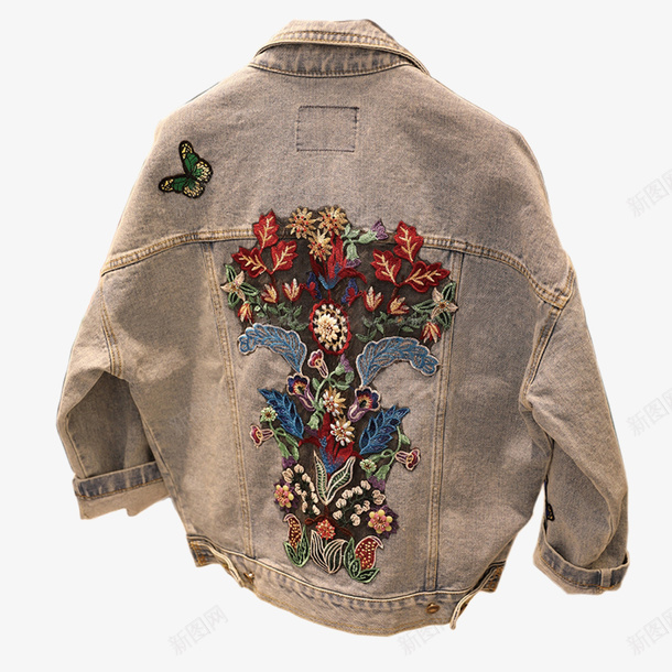 刺绣花卉贴布牛仔外套矢量图ai免抠素材_88icon https://88icon.com 刺绣花卉贴布 外套女潮 春装新款 牛仔外套女 翻领牛仔宽松 长袖百搭 韩版bf风 矢量图