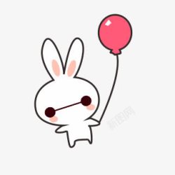 卡通兔子手拿气球素材