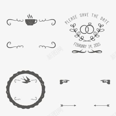 花环与丝带边框梦幻婚礼logo边框矢量图图标图标