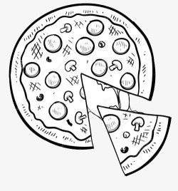 简约风格披萨简笔画食物素材