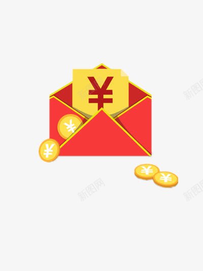 红包png免抠素材_88icon https://88icon.com 简单 红包 红黄两色 金币