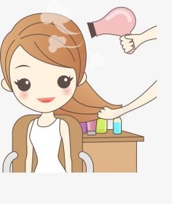 头发护理过程卡通人头发护理女生高清图片