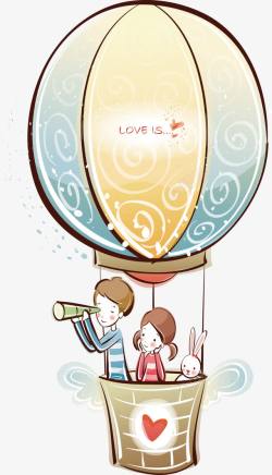 热气球上的情侣素材