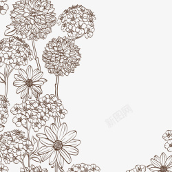 钢笔素描花卉素描花卉元素矢量图高清图片
