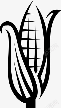 竹筐玉米黑色玉米线条图标图标