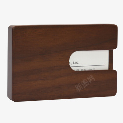 名片架棕色木质名片盒名片夹名片册实物高清图片