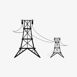 卡通电线杆黑色手绘高压电线塔高清图片