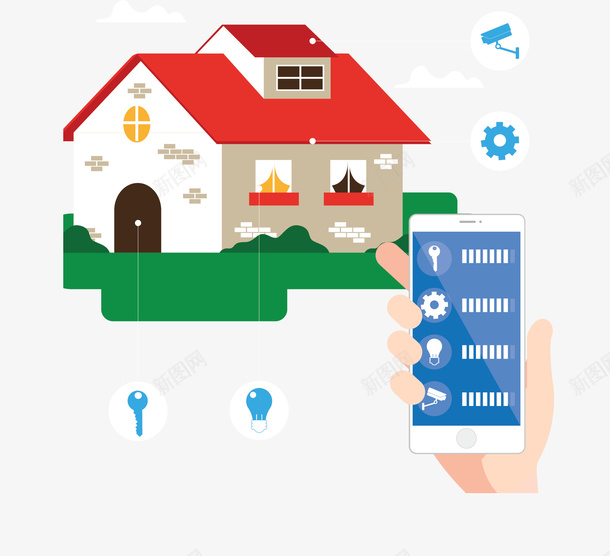 手机端智能家居功能png免抠素材_88icon https://88icon.com 手机应用 手机端 手机遥控 智慧家居 智能家居 矢量png