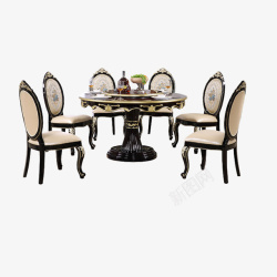 陶瓷欧式家用餐厅圆餐桌素材
