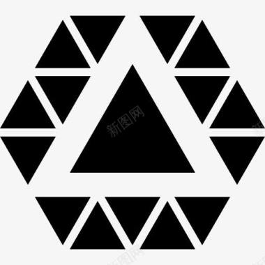 矢量几何素材多个三角形内六角图标图标