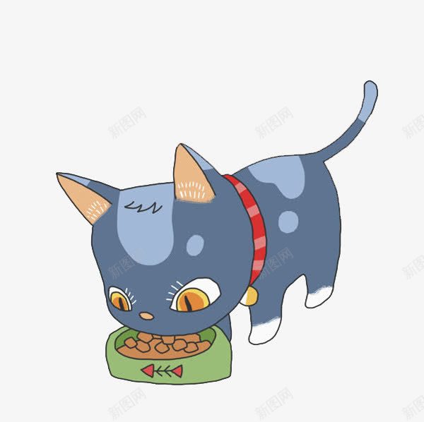 吃东西的猫咪png免抠素材_88icon https://88icon.com 动物 可爱 嚼东西 宠物 小猫 水彩 猫咪 美食 蓝色 食物