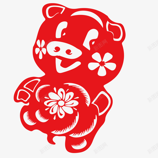 猪年喜庆窗花矢量图ai免抠素材_88icon https://88icon.com 卡通小猪 喜庆窗花 彩色底纹 扁平化 矢量图案 设计图 矢量图