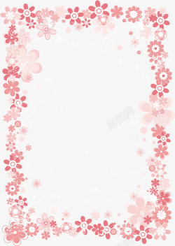 粉色花系装饰边框素材