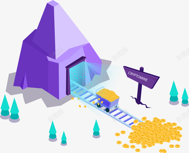 手绘立体25D等距金矿金币png免抠素材_88icon https://88icon.com 25D 手绘 游戏场景 立体 等距 紫色金矿 装满金币的小车 金币 金矿