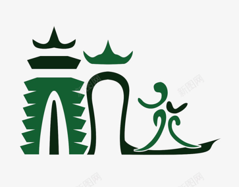小清新风字体设计简约印象杭州雷峰塔logo图标图标