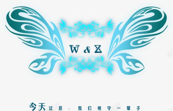 天使光圈蝴蝶翅膀婚礼logo图标图标