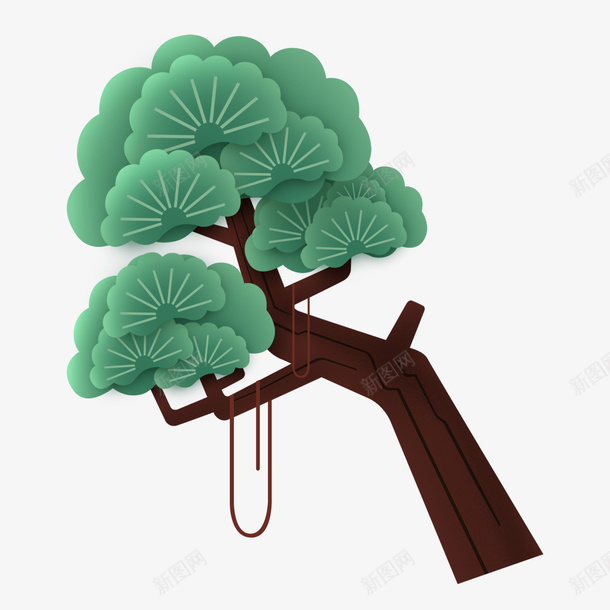 绿色松树psd免抠素材_88icon https://88icon.com 圆弧 大树 扁平化 植物 渐变 灰色 纹理 绿色 花纹 质感