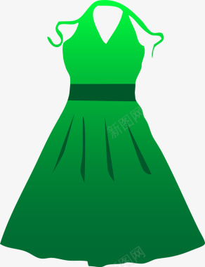 裙子卡通可爱女士绿色渐变连衣裙矢量图图标图标