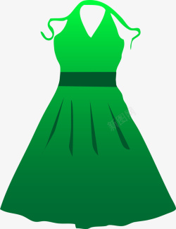 男式服装设计卡通可爱女士绿色渐变连衣裙矢量图图标高清图片