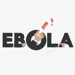 文字变形埃博拉病毒与注射器手势高清图片
