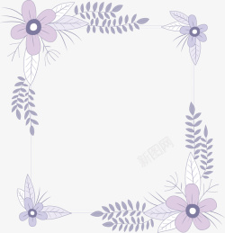 紫色花朵复古边框矢量图素材