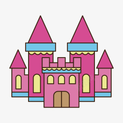 彩色三角形线稿城堡元素矢量图素材