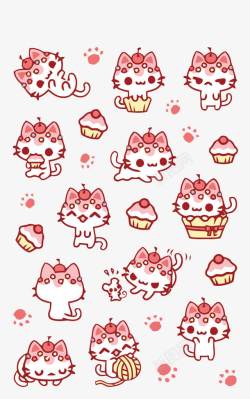 可爱樱桃蛋糕猫咪高清图片
