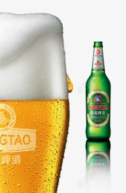 啤酒泡泡创意青岛啤酒酒杯高清图片