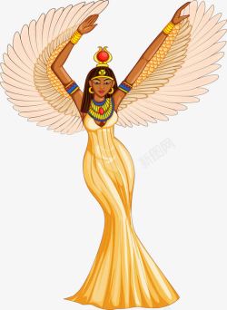 矢量女人头像挥舞着翅膀的埃及艳后高清图片