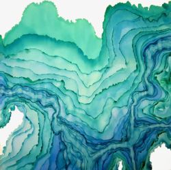 蓝绿色手绘海浪图案素材