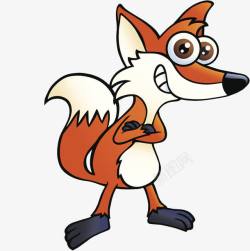 狡猾狐狸卡通插图双手抱胸的大眼睛狐狸高清图片