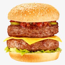 牛肉芝士汉堡美味的双层巨无霸汉堡高清图片