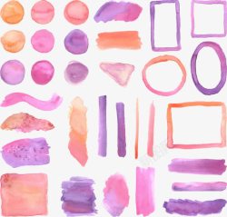 紫色水装饰墨框水彩笔墨装饰矢量图高清图片