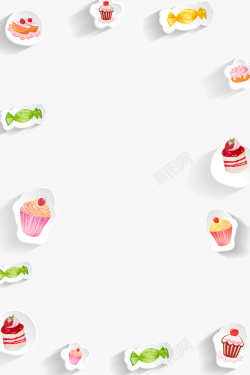 糖果边框美味蛋糕贴纸框架高清图片