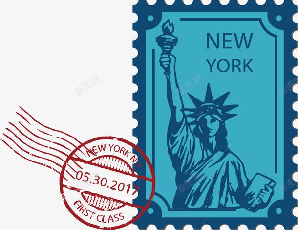 纽约自由女神邮票png免抠素材_88icon https://88icon.com 矢量素材 纪念邮票 纽约邮戳 美国纽约 自由女神