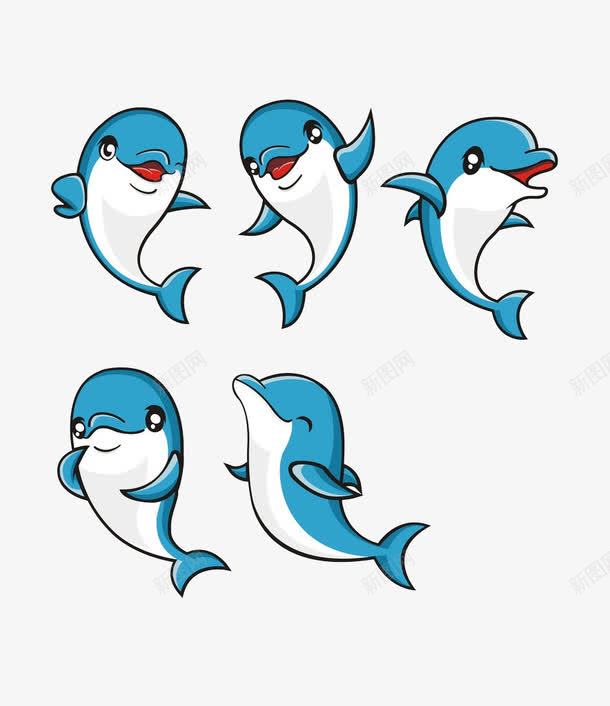 蓝色可爱小海豚png免抠素材_88icon https://88icon.com 卡通海豚素材 可爱海豚 海洋生物 海豚素材