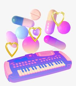 药丸胶囊迷幻电子琴和药装饰高清图片
