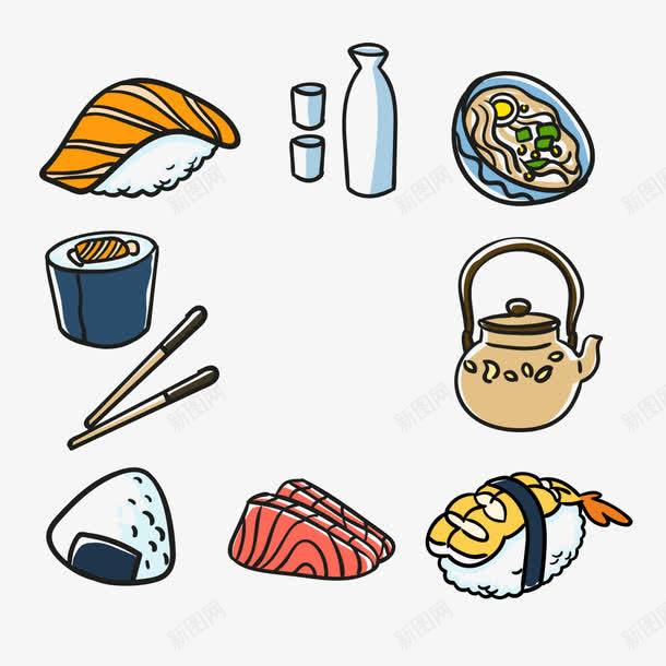 MBE风格日式食物图png免抠素材_88icon https://88icon.com 寿司 手绘 拉面 日式 日式菜单 清酒 生鱼片 糯米团 食材 食物