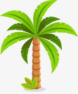 绿色色背景手绘椰子树高清图片