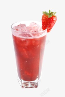 草莓和冰果汁一杯素材