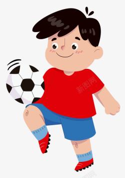 卡通小男孩踢足球玩耍素材