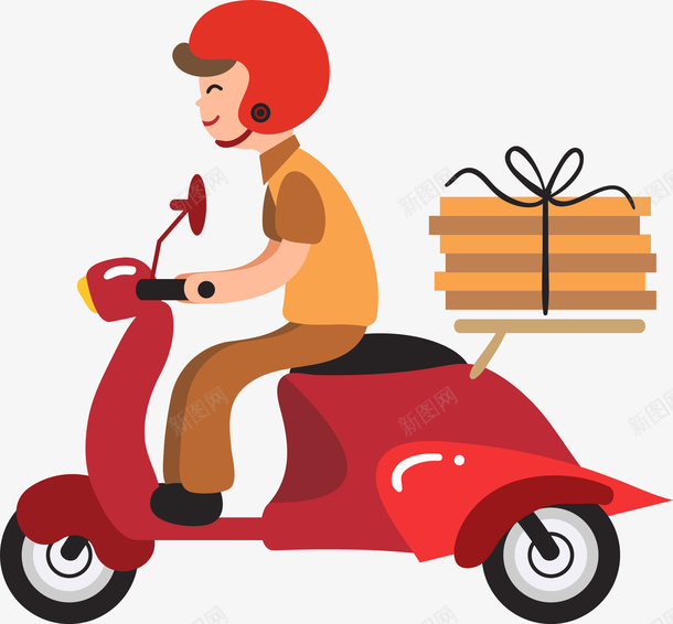红色卡通风格外卖员png免抠素材_88icon https://88icon.com 卡通 外卖 外卖骑士 外卖骑手 快递 电动车 红色基调 送餐员